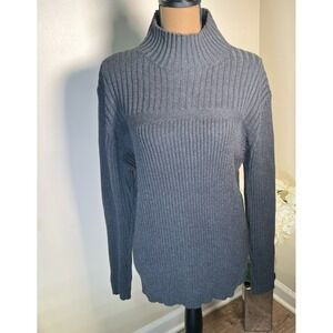 Aeropostale Women's Large Gray Ribbed Turtleneck Sweater Long Sleeve Knit Pullov